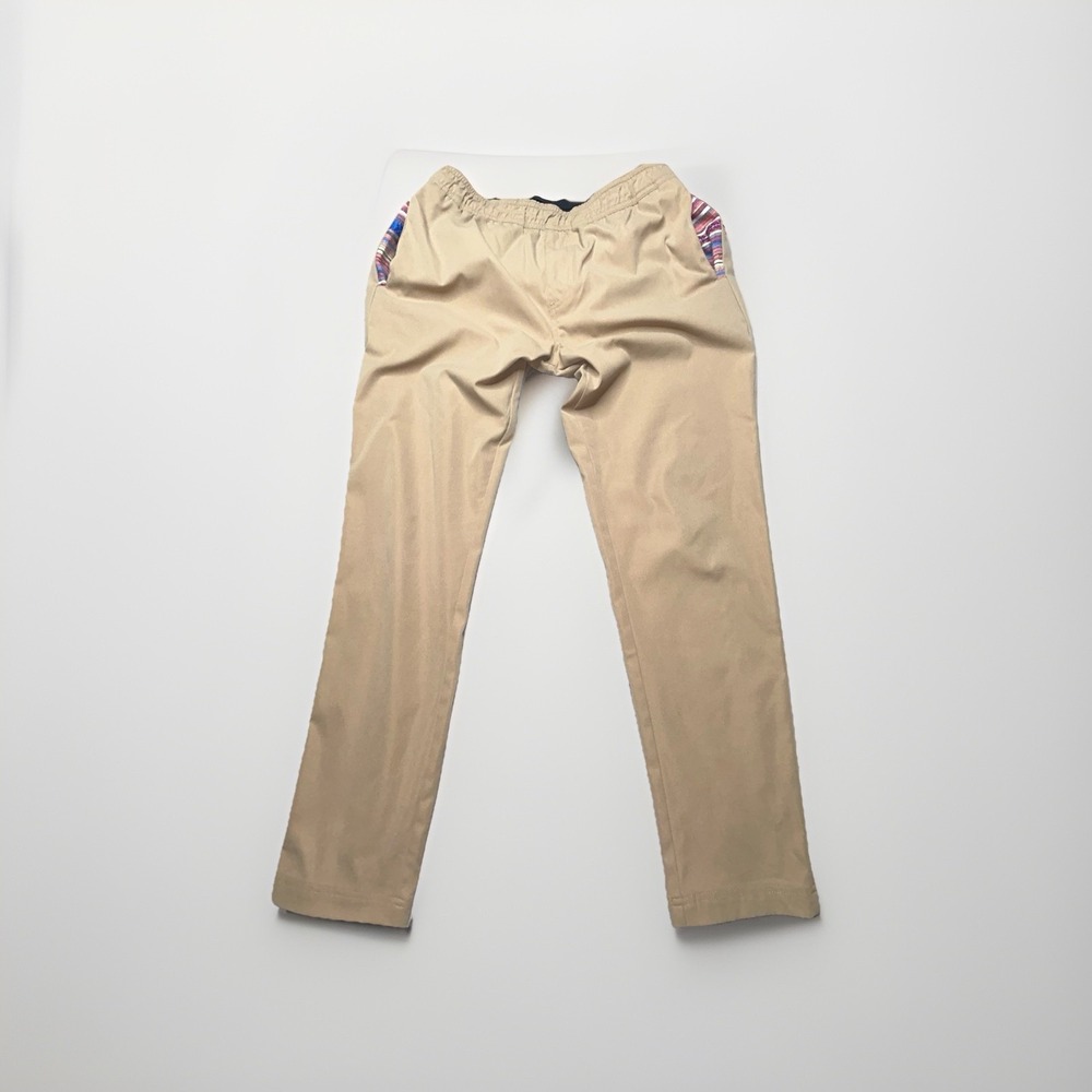 WOWIE Pants Mens Medium Khaki Stretch Serape Trim Golf Casual Elastic
